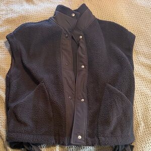 Women's Black Sherpa Snap-Front Vest